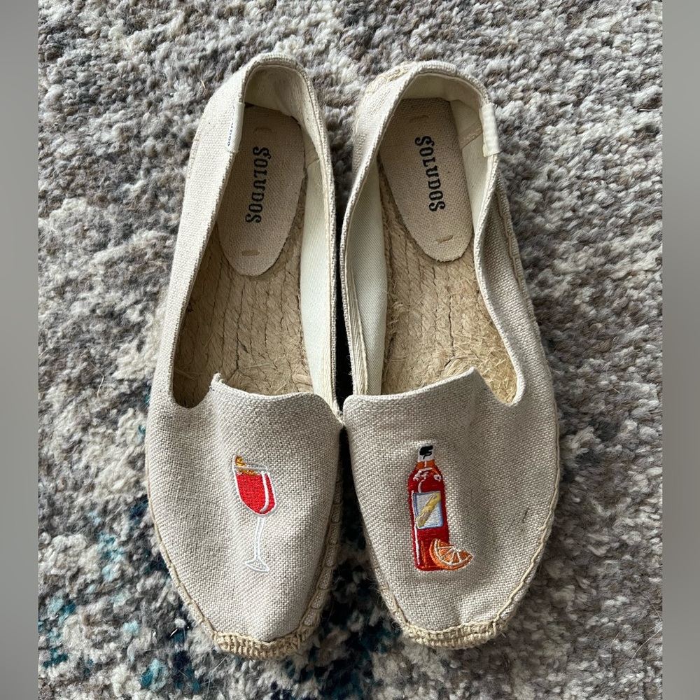 Soludos ‘Aperol Spritz’ embroidered espadrilles, size 9